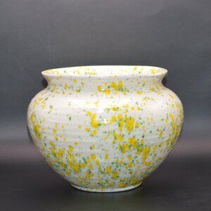 White, Yellow, and Green Vase